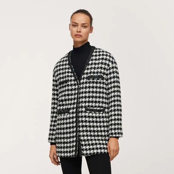 Mango Houndstooth Jacket Blazer New - Picture 6 of 10